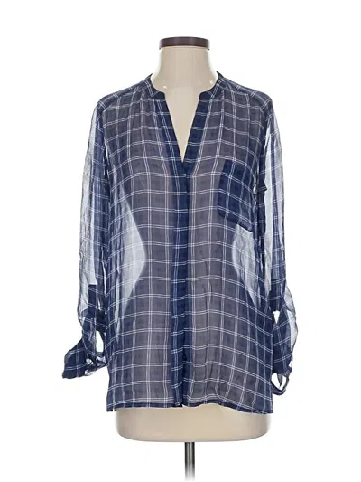 Pre-owned Joie 3/4 Sleeve Silk Top Blue V Neck Tops