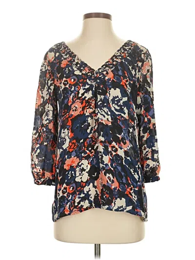 Pre-owned Joie 3/4 Sleeve Silk Top Blue V Neck Tops