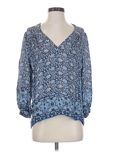 Pre-owned Joie 3/4 Sleeve Silk Top Blue V-neck Tops