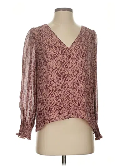 Pre-owned Joie 3/4 Sleeve Silk Top Burgundy Plunge Neckline Tops