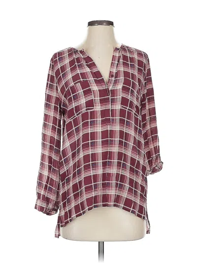 Pre-owned Joie 3/4 Sleeve Silk Top Burgundy V Neck Tops