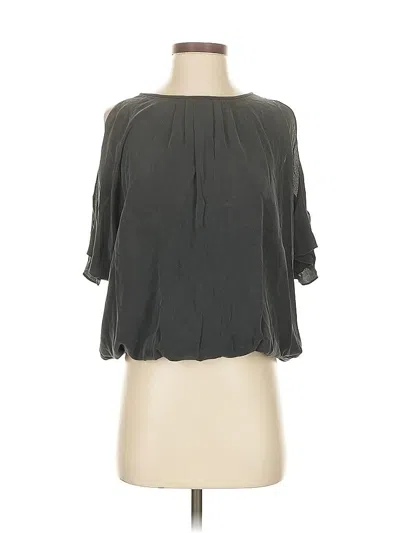 Pre-owned Joie 3/4 Sleeve Silk Top Gray Cold Shoulder Neckline Tops