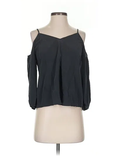 Pre-owned Joie 3/4 Sleeve Silk Top Gray Cold Shoulder Neckline Tops