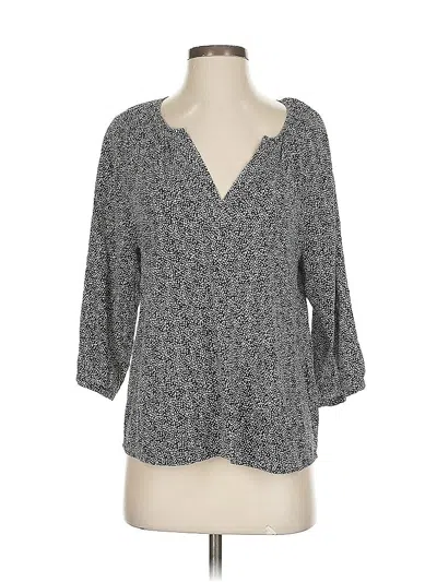 Pre-owned Joie 3/4 Sleeve Silk Top Gray Plunge Neckline Tops