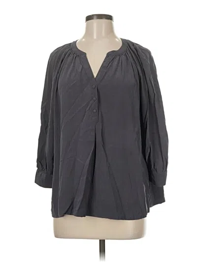 Pre-owned Joie 3/4 Sleeve Silk Top Gray Plunge Neckline Tops