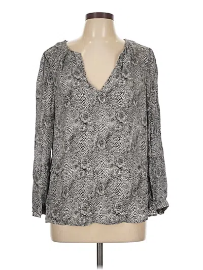 Pre-owned Joie 3/4 Sleeve Silk Top Gray Plunge Neckline Tops
