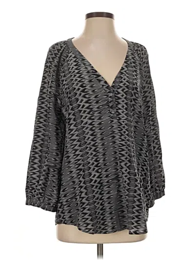 Joie 3/4 Sleeve Silk Top Gray Plunge Neckline Tops