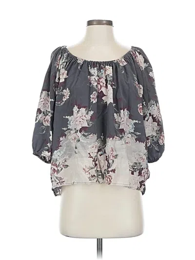 Pre-owned Joie 3/4 Sleeve Silk Top Gray Strapless Neckline Tops