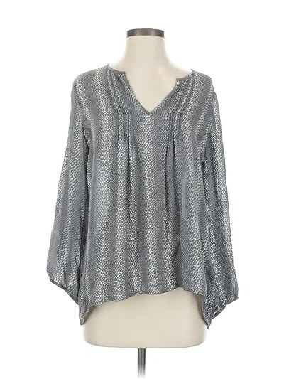 Pre-owned Joie 3/4 Sleeve Silk Top Gray V Neck Tops