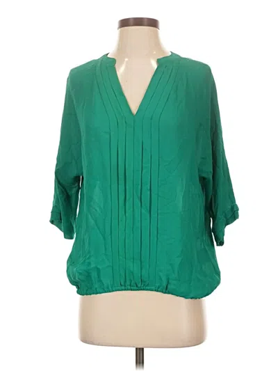 Pre-owned Joie 3/4 Sleeve Silk Top Green Plunge Neckline Tops