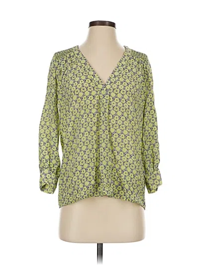 Pre-owned Joie 3/4 Sleeve Silk Top Green V Neck Tops