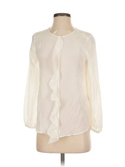 Pre-owned Joie 3/4 Sleeve Silk Top Ivory Keyhole Neckline Tops In White