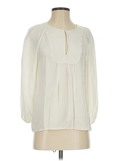 Pre-owned Joie 3/4 Sleeve Silk Top Ivory Keyhole Neckline Tops In White