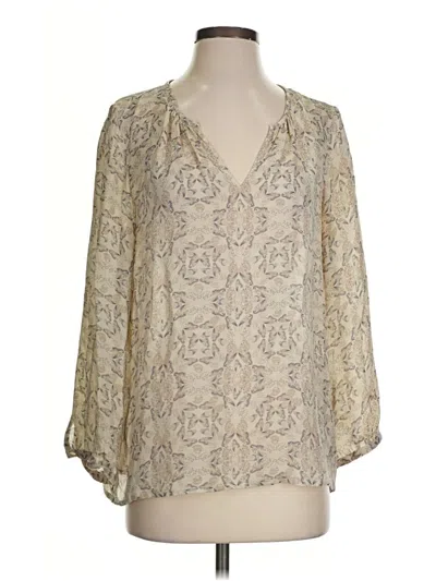Pre-owned Joie 3/4 Sleeve Silk Top Ivory Plunge Neckline Tops