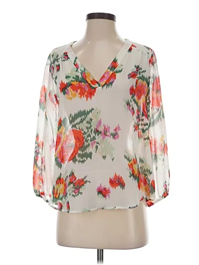 Pre-owned Joie 3/4 Sleeve Silk Top Ivory Plunge Neckline Tops