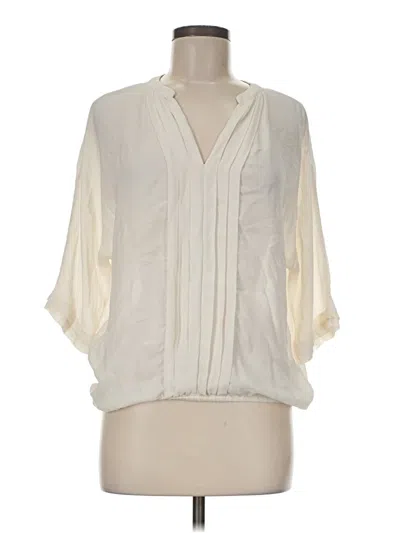 Pre-owned Joie 3/4 Sleeve Silk Top Ivory Plunge Neckline Tops