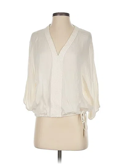 Pre-owned Joie 3/4 Sleeve Silk Top Ivory Plunge Neckline Tops In White