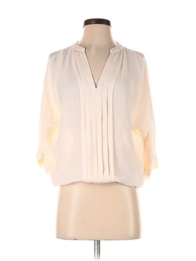 Pre-owned Joie 3/4 Sleeve Silk Top Ivory Plunge Neckline Tops In White