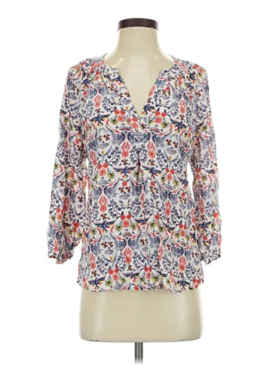 Pre-owned Joie 3/4 Sleeve Silk Top Ivory Plunge Neckline Tops In White