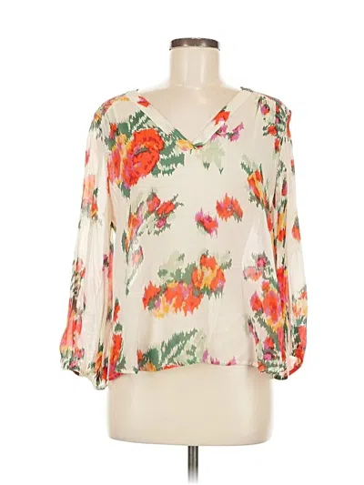 Pre-owned Joie 3/4 Sleeve Silk Top Ivory Sweetheart Neckline Tops In White