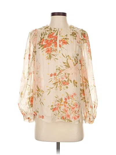 Pre-owned Joie 3/4 Sleeve Silk Top Ivory Tie Neck Tops In White