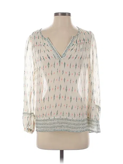 Pre-owned Joie 3/4 Sleeve Silk Top Ivory V Neck Tops In White