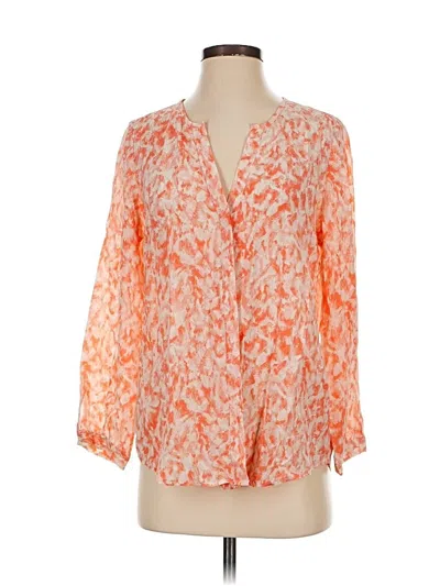 Pre-owned Joie 3/4 Sleeve Silk Top Orange Plunge Neckline Tops