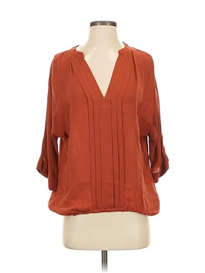 Pre-owned Joie 3/4 Sleeve Silk Top Orange Plunge Neckline Tops