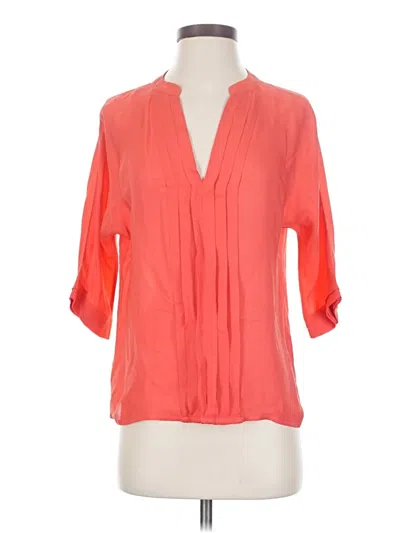 Pre-owned Joie 3/4 Sleeve Silk Top Orange Plunge Neckline Tops