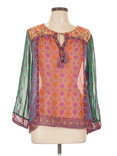 Pre-owned Joie 3/4 Sleeve Silk Top Pink Keyhole Neckline Tops