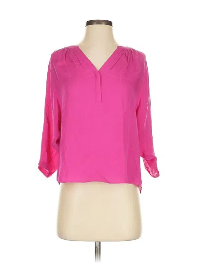 Pre-owned Joie 3/4 Sleeve Silk Top Pink Open Neckline Tops