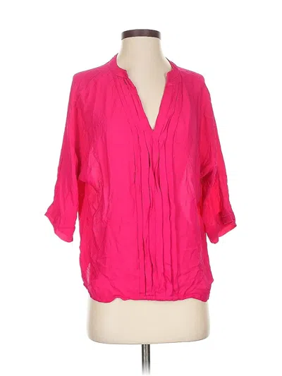 Pre-owned Joie 3/4 Sleeve Silk Top Pink Plunge Neckline Tops