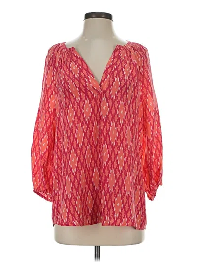 Pre-owned Joie 3/4 Sleeve Silk Top Pink Plunge Neckline Tops