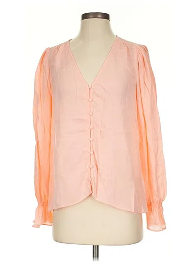 Pre-owned Joie 3/4 Sleeve Silk Top Pink Plunge Neckline Tops