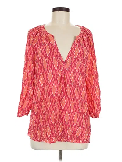 Pre-owned Joie 3/4 Sleeve Silk Top Pink Plunge Neckline Tops