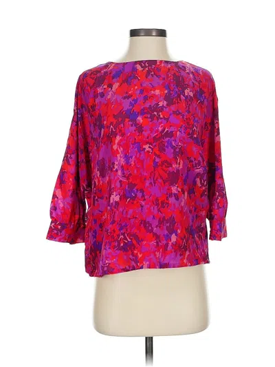 Pre-owned Joie 3/4 Sleeve Silk Top Pink Square Neckline Tops