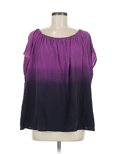 Pre-owned Joie 3/4 Sleeve Silk Top Purple Off The Shoulder Neckline Tops