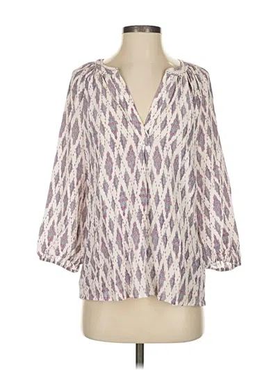 Pre-owned Joie 3/4 Sleeve Silk Top Purple Plunge Neckline Tops