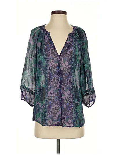 Pre-owned Joie 3/4 Sleeve Silk Top Purple Plunge Neckline Tops