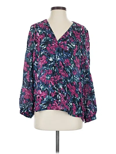 Pre-owned Joie 3/4 Sleeve Silk Top Purple Plunge Neckline Tops