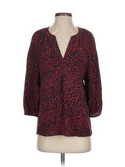 Pre-owned Joie 3/4 Sleeve Silk Top Red Plunge Neckline Tops