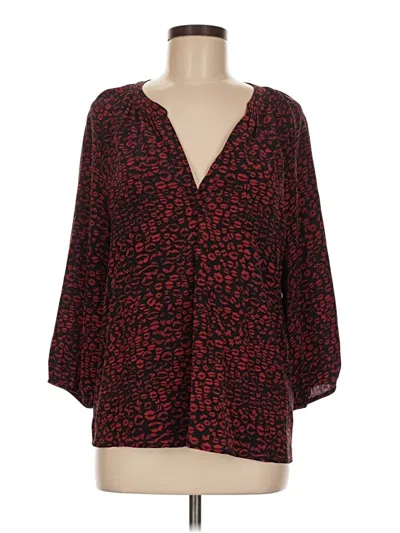 Pre-owned Joie 3/4 Sleeve Silk Top Red Plunge Neckline Tops