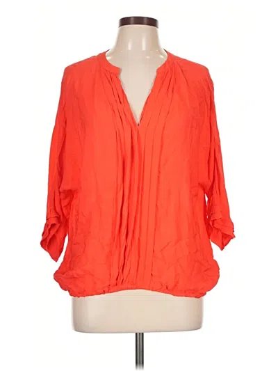 Pre-owned Joie 3/4 Sleeve Silk Top Red Plunge Neckline Tops