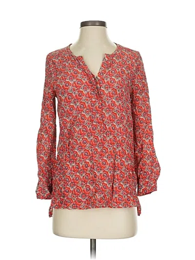 Pre-owned Joie 3/4 Sleeve Silk Top Red V Neck Tops