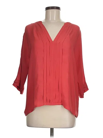 Pre-owned Joie 3/4 Sleeve Silk Top Red V Neck Tops