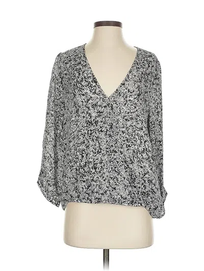 Pre-owned Joie 3/4 Sleeve Silk Top Silver Plunge Neckline Tops