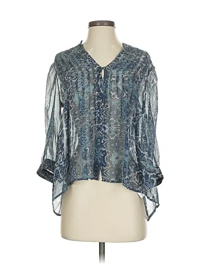 Pre-owned Joie 3/4 Sleeve Silk Top Silver Plunge Neckline Tops