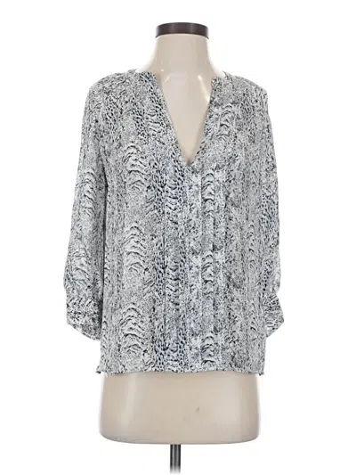 Pre-owned Joie 3/4 Sleeve Silk Top Silver Plunge Neckline Tops