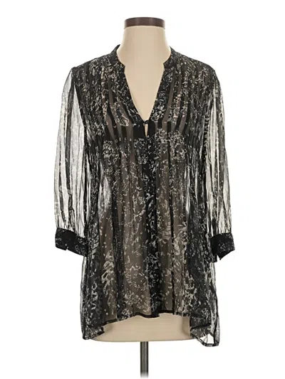 Pre-owned Joie 3/4 Sleeve Silk Top Silver Plunge Neckline Tops