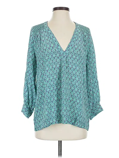 Pre-owned Joie 3/4 Sleeve Silk Top Teal V-neck Tops